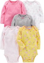 Simple Joys by Carter's Baby Girls' Long-Sleeve Bodysuit, Pack of 5